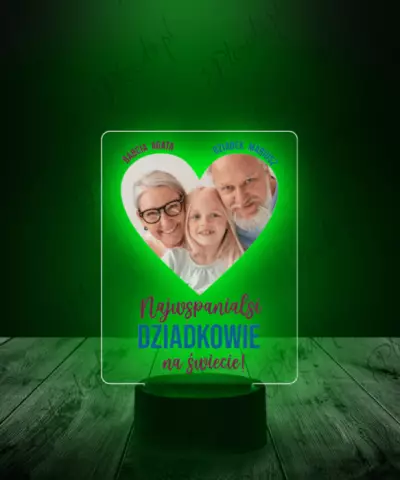 Lampka LED 3D Plexido Prezent na Dzień Babci i Dziadka Twoje Zdjęcie - 3