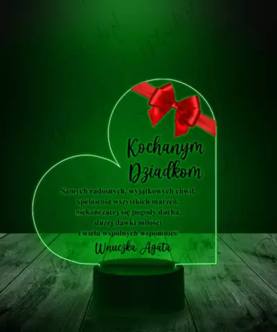 Lampka LED 3D Plexido Z Nadrukiem Prezent Na Dzień Babci i Dziadka Wstążka - 1