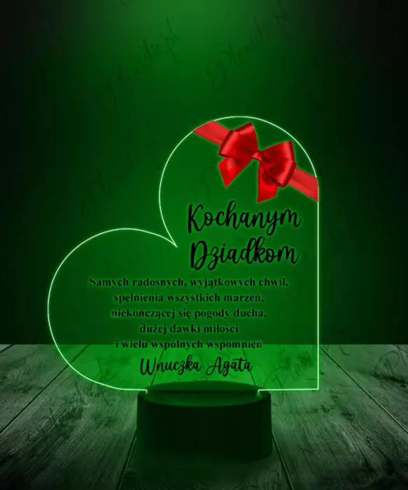 Lampka LED 3D Plexido Z Nadrukiem Prezent Na Dzień Babci i Dziadka Wstążka - 1