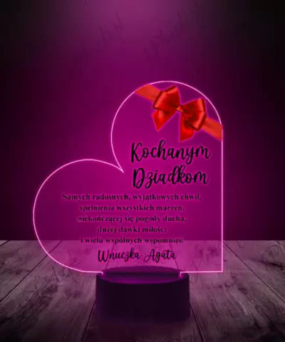 Lampka LED 3D Plexido Z Nadrukiem Prezent Na Dzień Babci i Dziadka Wstążka - 2