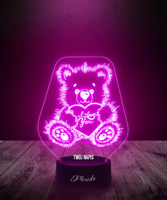 Prezent na Walentynki Lampka LED 3D Plexido Miś