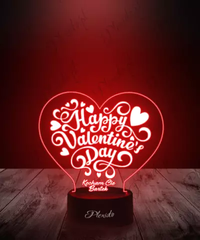 Prezent na Walentynki Lampka LED 3D Plexido Święto Zakochanych