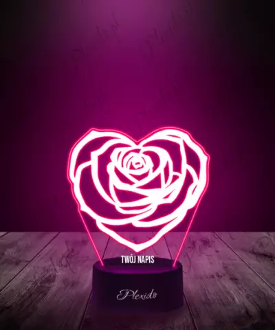 Prezent na Walentynki Lampka LED 3D Plexido Róża