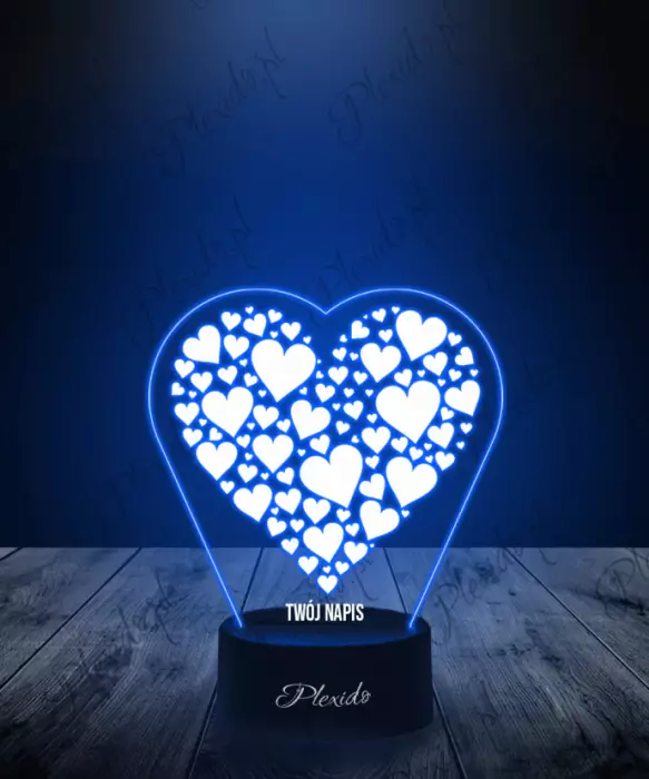 Prezent na Walentynki Lampka LED 3D Plexido Serca - 2