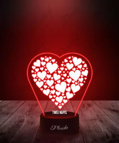 Prezent na Walentynki Lampka LED 3D Plexido Serca - 1