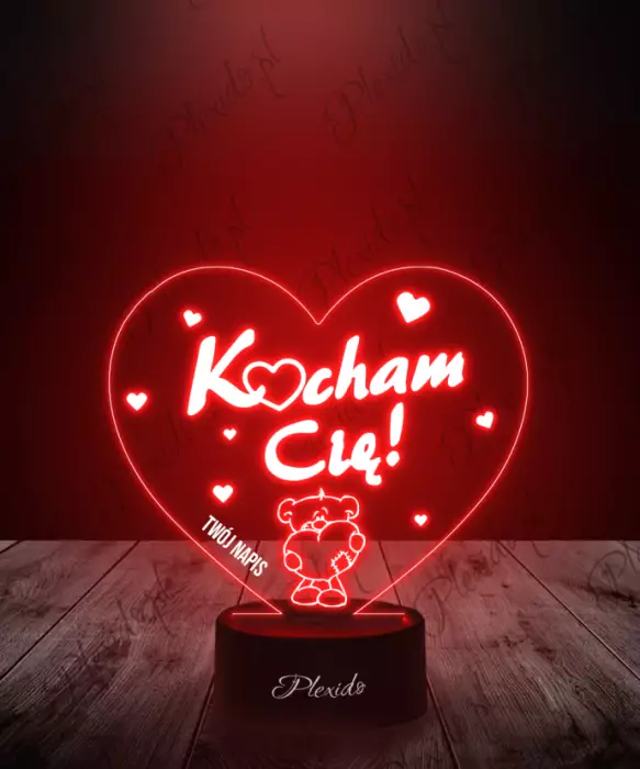 Prezent na Walentynki Lampka LED 3D Plexido Kocham Cię