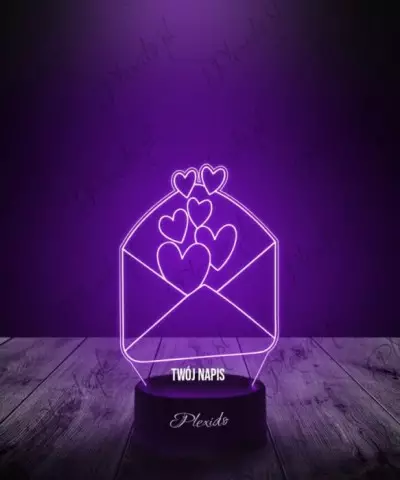 Prezent na Walentynki Lampka LED 3D Plexido List Miłosny - 1