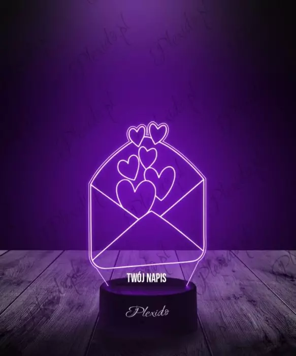 Prezent na Walentynki Lampka LED 3D Plexido List Miłosny - 1