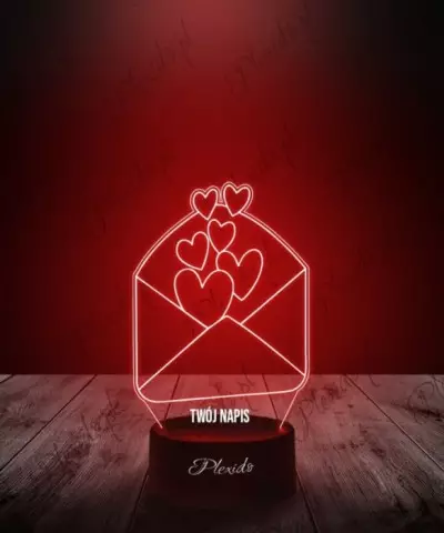 Prezent na Walentynki Lampka LED 3D Plexido List Miłosny