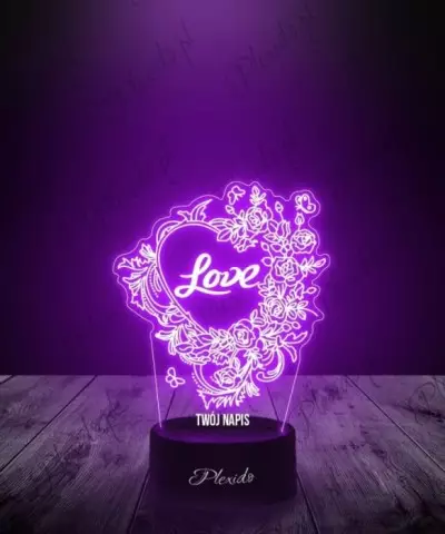 Prezent na Walentynki Lampka LED 3D Plexido Serce Love - 2