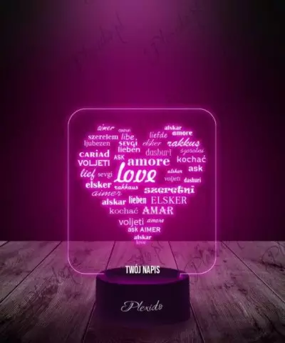 Prezent na Walentynki Lampka LED 3D Plexido Love Serce Love - 3
