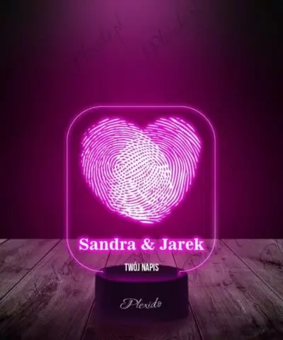 Prezent na Walentynki Lampka LED 3D Plexido Serce Linie Papilarne - 2