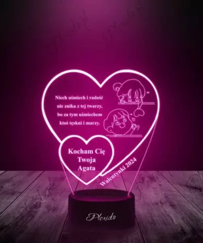 Prezent na Walentynki Lampka LED 3D Plexido Walentynki Serce - 1