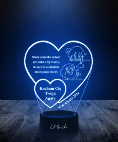 Prezent na Walentynki Lampka LED 3D Plexido Walentynki Serce - 3