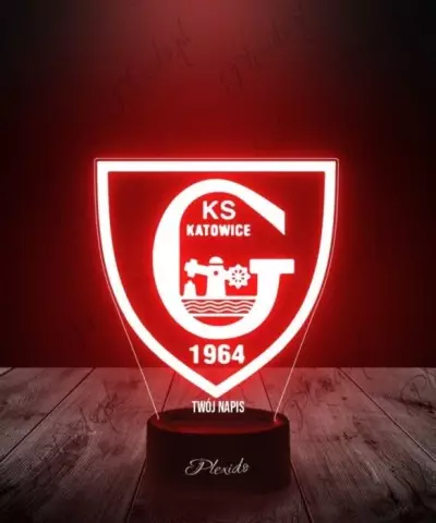 Lampka LED 3D Plexido Piłka Nożna Prezent dla Kibica GKS Katowice Herb - 3