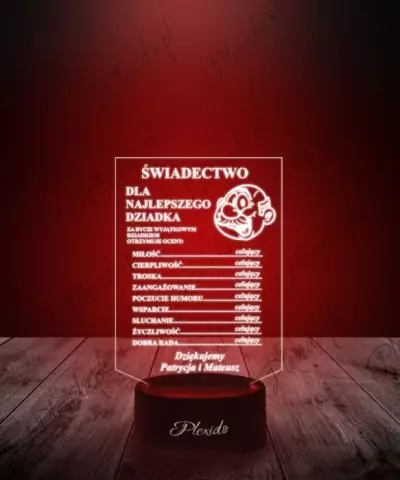 Lampka LED 3D Plexido Prezent na Dzień Dziadka