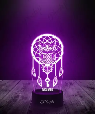 Lampka LED 3D Plexido Łapacz Snów Sowa - 3