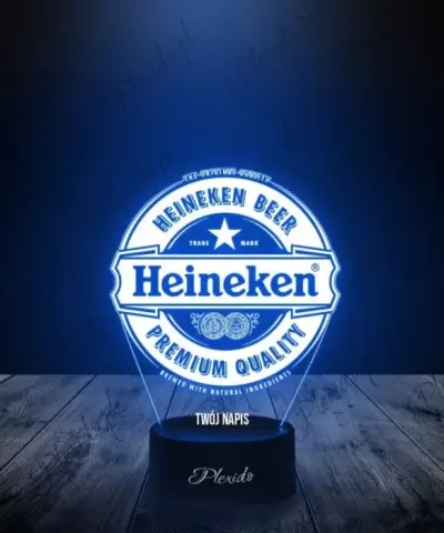 Lampka LED 3D Plexido Piwo Heineken Logo