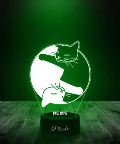Lampka LED 3D Plexido Koty Kotki yin i yang - 1
