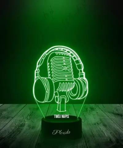 Lampka LED 3D Plexido Muzyka Słuchawki z Mikrofonem Wokalista - 2