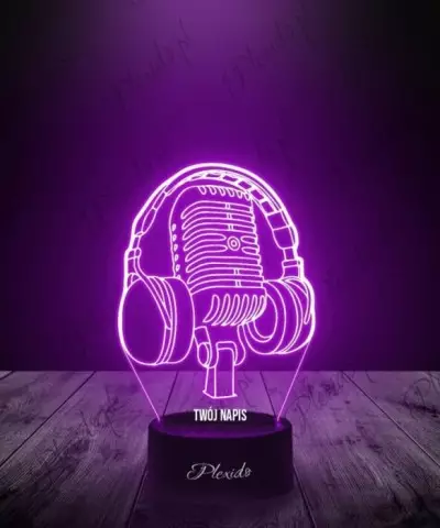 Lampka LED 3D Plexido Muzyka Słuchawki z Mikrofonem Wokalista - 3