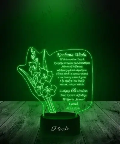 Lampka LED 3D Plexido Prezent na Urodziny Życzenia Kwiaty - 2