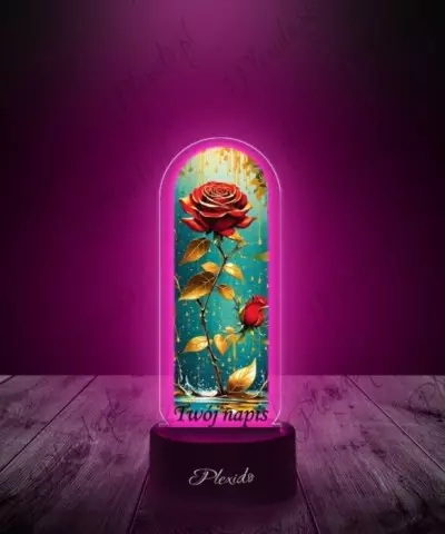 Lampka LED 3D Plexido z Nadrukiem UV Statuetka Led Wieczna Róża