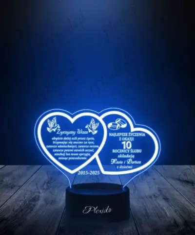 Lampka LED 3D Plexido Prezent na 10 Rocznicę Ślubu - 2