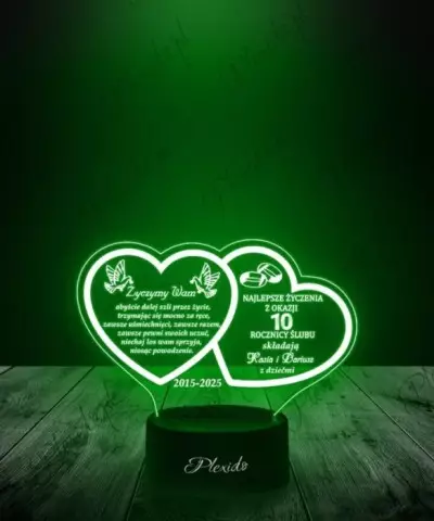 Lampka LED 3D Plexido Prezent na 10 Rocznicę Ślubu - 3
