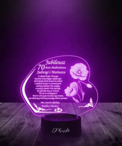 Lampka LED 3D Plexido Prezent na 70 Rocznicę Ślubu - 3