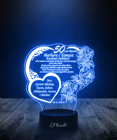 Lampka LED 3D Plexido 50 Lat Razem Rocznica Ślubu - 2