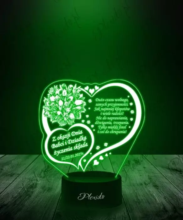 Lampka LED 3D Plexido Z Okazji Dnia Babci i Dziadka - 1