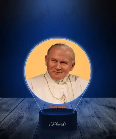 Lampka LED 3D Plexido z Nadrukiem UV Papież Jan Paweł II