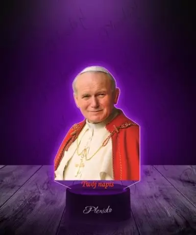 Lampka LED 3D Plexido z Nadrukiem UV Jan Paweł II - 1