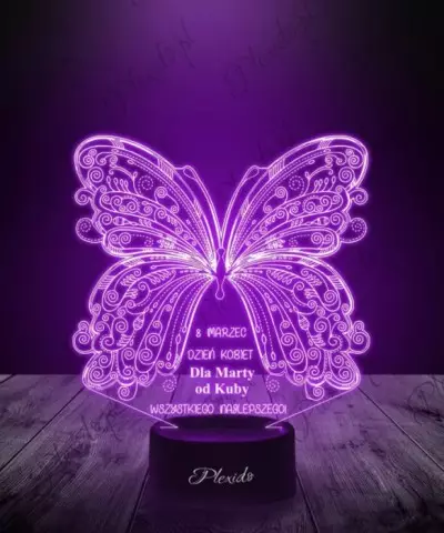 Lampka LED 3D Plexido Prezent na Dzień Kobiet Życzenia Motyl - 2