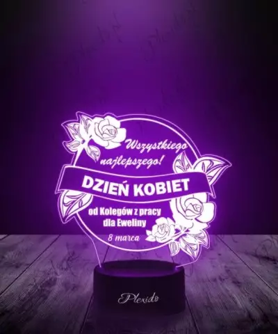 Lampka LED 3D Plexido Prezent na Dzień Kobiet Róże - 1
