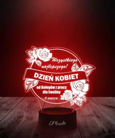 Lampka LED 3D Plexido Prezent na Dzień Kobiet Róże - 2