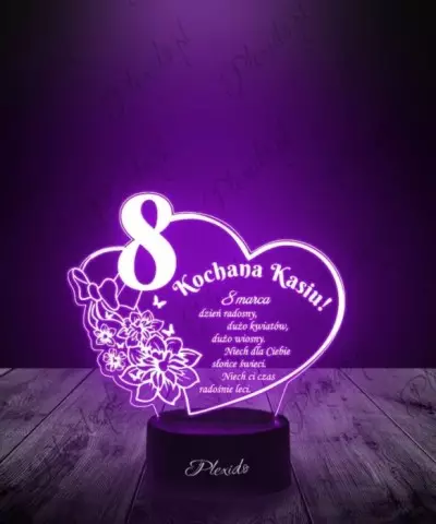 Lampka LED 3D Plexido Prezent na Dzień Kobiet Serce Wierszyk - 3