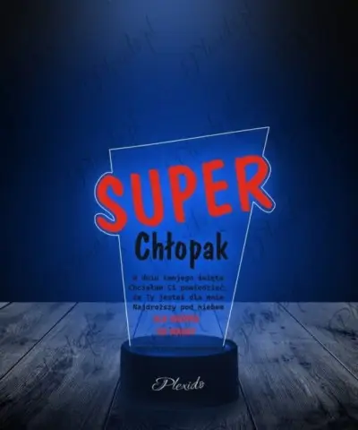 Lampka LED 3D Plexido z Nadrukiem UV Prezent na Dzień Mężczyzny dla Chłopaka Męża - 3