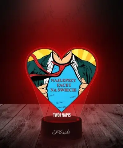 Lampka LED 3D Plexido z Nadrukiem UV Prezent na Dzień Mężczyzny Super Facet - 3