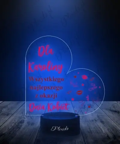 Lampka LED 3D Plexido z Nadrukiem UV Prezent na Dzień Kobiet Serce - 3