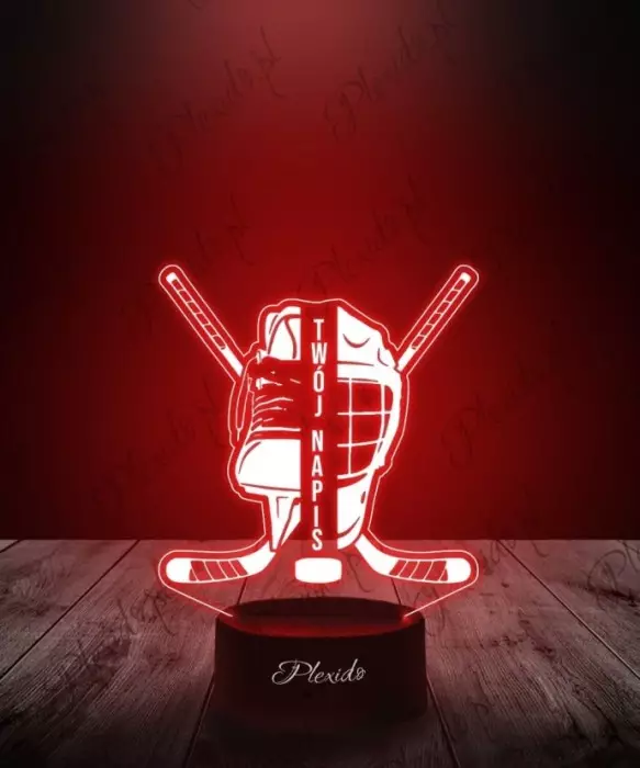 Lampka LED 3D Plexido Hokej Kije Kask Bramkarza - 1