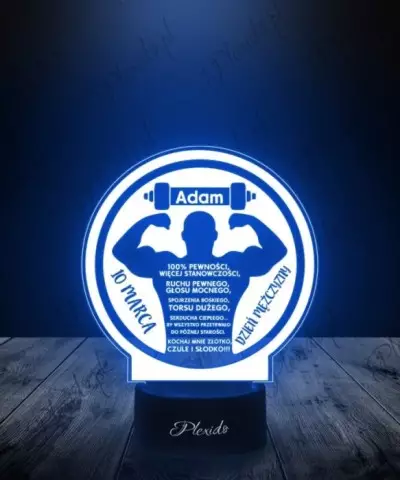 Lampka LED 3D Plexido Prezent Dzień Mężczyzny Siłacz