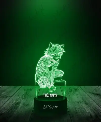 Lampka LED 3D Plexido Bajka Miraculus Czarny Kot Adrien - 3