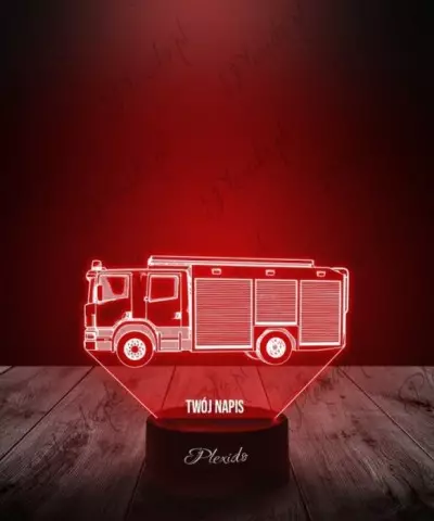 Lampka LED 3D Plexido Pojazd Strażacki Strażak