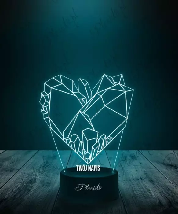 Lampka LED 3D Plexido Kryształowe Serce - 1