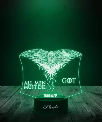 Lampka LED 3D Plexido Gra o Tron All Men Must Die - 1