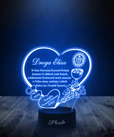 Pamiątka Pierwszej Komunii Świętej Lampka LED 3D Plexido
