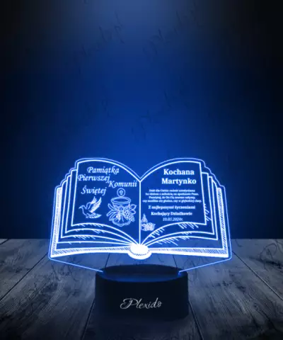 Pamiątka Pierwszej Komunii Świętej Prezent na Komunię Lampka LED Plexido