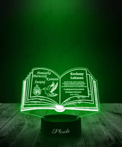 Prezent na Komunię Pamiątka Pierwszej Komunii Świętej Lampka LED Plexido